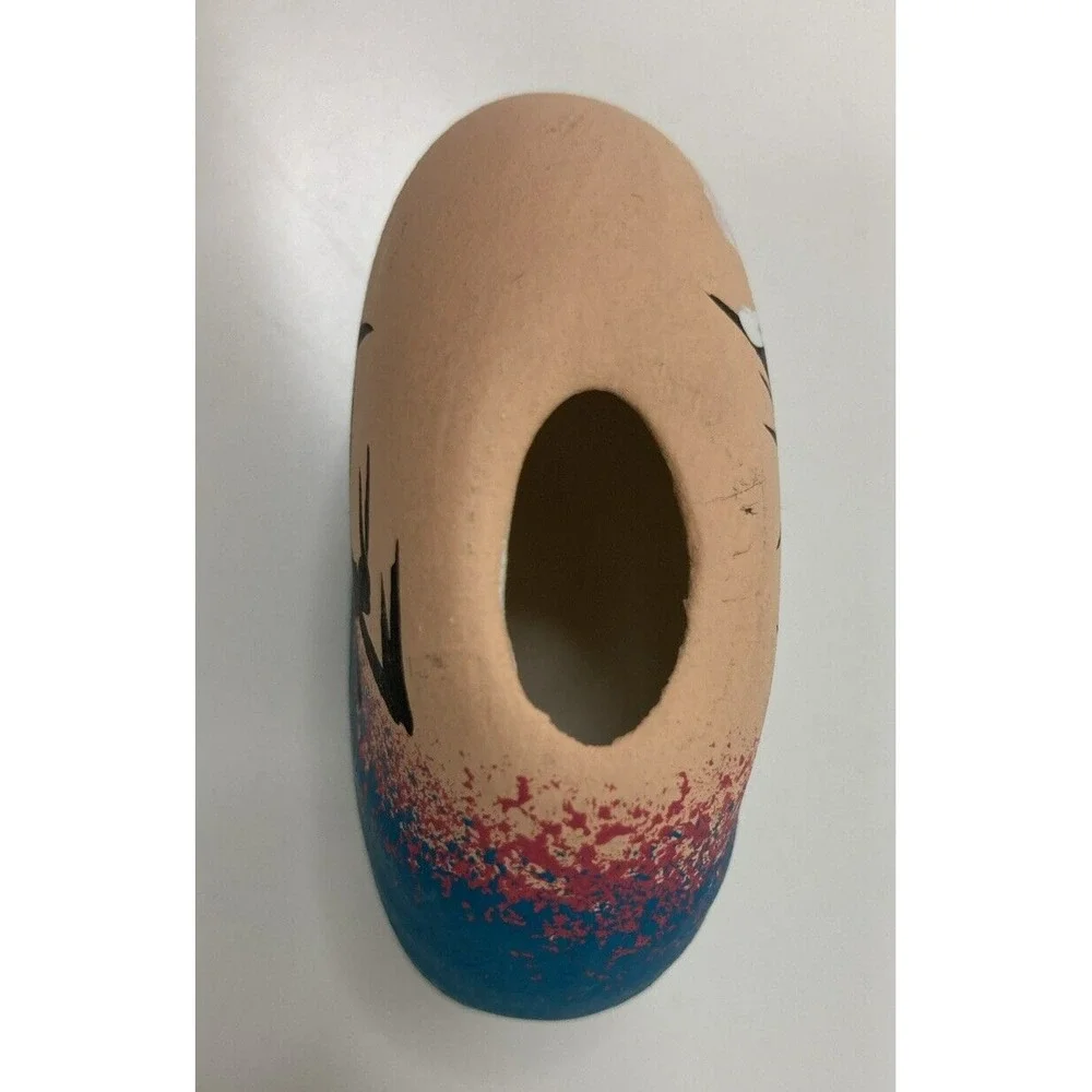 Southwest Native American‎ Signed Navajo Silhouette Small Pottery Vase Pot 3